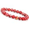 GD GOOD.designs Bracciale Chakra Perle di Diaspro - Pietra Marina Naturale 8 o 10mm Unisex (Rosso 8mm)
