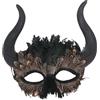Smiffys Maschera per gli occhi da diavolo con piume e corna