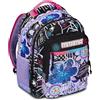 Mitama Zaino Triplo Scomparto Flower Fashion con Tasca frontale, Viola e Nero, Scuola Elementare e Tempo Libero, Bambina Ragazza