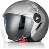 ORIGINE Casco Jet Moto Casco Aperto Scooter con Doppia Visiera Omologato ECE2206 (UPNDOWN MATT GREY, XS)