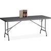 Relaxdays Tavolino Ripiegabile da Giardino, HLP 73x180x74 cm, Tavolo Pieghevole di Plastica e Acciaio, Campeggio, Grigio
