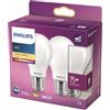 Philips LED Lampadina Goccia, 2 pz, 8.5W, Attacco E27, Luce Bianca Calda, Non Dimmerabile
