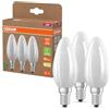 OSRAM Lampade LED ad alta efficienza con classe energetica A, confezione vantaggiosa con 3 lampadine, sostituisce le tradizionali lampadine da 40W, forma a candela, bianco caldo, E14, vetro opaco