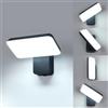 Comely LED Applique da Esterno Giardino, 16W IP65 Impermeabile 350 Girevole Moderna Lampada da Parete Esterni per Giardini, Luce Bianca Fredda 6500K, Nero, Controllo Interruttore