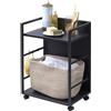 YAMAZAKI 4811 TOWER 2Tiered SemiClosed Storage Wagon, black, Steel/Nylon, 42 x 32 x 59,8 cm