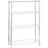 Amazon Basics Scaffaliera a 4 ripiani, altezza dei ripiani e piedini di livellamento regolabili, peso massimo 640 kg, Cromo, 35.6 x 91.4 x 137.1 cm (D x W x H)