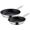 WMF Permadur Advance - Set di 2 padelle da 28 + 24 cm, in acciaio INOX Cromargan, resistente al forno