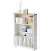 YAMAZAKI 4306 TOWER SemiClosed Storage Cart, white, Steel/Wood, 13 x 47.5 x 68 cm