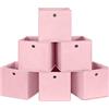 SONGMICS Rfb02Pk-3 Set Di 6 Scatole Di Stoffa Pieghevoli In Tessuto Non Tessuto, Cubiche, Per Riporre Giocattoli E Vestiti, Rosa