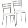 ASTIMESA SCRRBL Due sedie da Cucina, Metallo Pelle Sintetica Alluminio, Bianco, Altura de asiento 45 CMS
