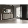 KONTE.DESIGN Credenza PIETRASANTA in legno, finitura in grigio cemento, piano effetto marmo statuario, 200x50 cm
