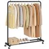 SONGMICS Stand Appendiabiti con Ruote, Attaccapanni, 2 Ruote con Freno, Camera da Letto, Portata fino a 50 kg, 38 x 110 x 141,5 cm, Nero Inchiostro HSR016BH01