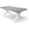 KONTE.DESIGN Tavolo allungabile AMALFI in legno grigio cemento e gambe a X bianche, allungabile 180x90 cm - 260x90 cm
