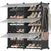 SONGMICS Scarpiera, Scaffale Modulare a 6 Scomparti per 24 Paia di Scarpe da Ingresso, con Sportelli, Telaio in Acciaio e Ripiani in Plastica, Camera da Letto, Nero e Trasparente LPC033B01