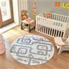 Livabliss Vroomville Per Bambini Round Tappeto | Crema, Nero, Grano | 160x160cm | Camera da Letto e Sala da Pranzo | Tessuto a Macchina Poliestere