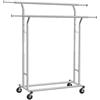 SONGMICS Stand Appendiabiti Portabiti in Acciaio Cromato con 2 Traverse con Rotelle HSR12S, 90*59*11.9 cm