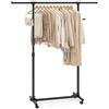 SONGMICS Stand Appendiabiti con Ruote, Attaccapanni, Altezza Regolabile 97-165 cm, Barra Estensibile, Ganci Laterali per Accessori, Nero LLR001B01