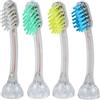 Emmi-dent Set di 4 spazzole di ricambio per spazzolino a ultrasuoni E4, colore blu, giallo, turchese e bianco, accessori compatibili con serie Metallic & Professional, spazzolini per spazzolino a
