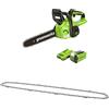 Greenworks Motosega a Batteria, Lunghezza Barra 12 Pollice (30cm), Batteria 40V 2Ah e Caricabatterie + GreenWorks 30cm Caten