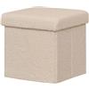 Bonlife Pouf Contenitore, Portaoggetti Piccolo Baule, Poggiapiedi Pieghevole Cubo, Cassapanca, per Ingresso, Soggiorno e Camera da Letto, Beige, 32x32x32 cm