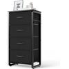 MAXLEAD Cassettiera in Tessuto con 4 Cassetti, Mobile Salvaspazio con Capacità Grande, Mobiletto con Cassetti per Camera da Letto, Sala, Corridoio - Nero