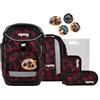 ergobag pack set Zaino scolastico ergonomico e flessibile, 6 pezzi, per la prima elementare UnstoppBearable - Nero