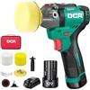 DCA Lucidatrice Auto a Batteria 12V, 75mm Mini Lucidatrice Rotativa Lucidatrice Senza Spazzole e 50mm Levigatrice, 2 Batterie da 2,0Ah, 2 Velocità 2800-8300 RPM per Lucidare, Cera e Pulire
