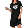 Uniexcosm Camicia da Notte Donna Cotone Estiva A Maniche Corte Camicia Notte Manica Stampa A Forma di Cuore d'Amore Nero 2 L