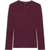 YAMAMAY - Maglia del Pigiama Maniche Lunghe, Uomo, Scollo Rotondo con Bottoni, Prugna