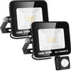 Willpower 2PCS Faro LED Esterno con Sensore di Movimento 10W 1000LM Faretto LED Bianca Caldo 3500K Proiettore LED IP66 85V-265V Luce di Sicurezza per Giardino Cortile Garage Patio Corridoio