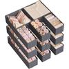 SONGMICS Divisore per Cassetti, Organizzatore per Armadio, Set di 18, Scatole di Stoccaggio Pieghevoli in TNT, per Calze, Biancherie, Reggiseni, Cravatte, Sciarpe, Grigio Ardesia RDZ006G04