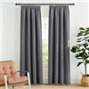 PONY DANCE Tende Oscuranti per Interni Tenda Termica Isolante per Salotto Curtains Camera da Letto con Fettuccia Metodi di Sospensione Multipli 2 Pezzi L140 x A220 cm, Grigio