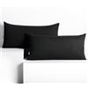 DecoKing Set di 2 federe 40 x 120 * 2 cm, jersey 100% cotone pettinato, chiusura a cerniera Nero Amber
