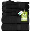 Utopia Towels, Set Di Asciugamani Da 8 pezzi, 2 Asciugamani Da Bagno, 2 Asciugamani a Mano e 4 Panni Da Lavare, Altamente Assorbente Per Bagno, Palestra, Hotel e Spa (Nero)