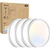 slochi 4 Pezzi Plafoniera LED Soffitto, 3000K/4000K/6500K Impermeabile Lampada da Soffitto, 1500LM 15W Plafoniera Bagno per camera da letto, Cucina, Soggiorno, Balcone, Ø18cm