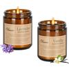 Obisesio Candele 2 Pack, Candele per la casa profumata, Aromaterapia Candela Set regalo per le donne Cera di soia Lunga durata Ambra Jar Candeles regalo per Madre San Valentino (Vaniglia e Lavanda)