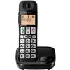 Panasonic KX-TGE110JTB Telefono Cordless Digitale (DECT) Singolo ad Utilizzo Facilitato, Tasti Grandi, 3 Tasti di composizione rapida, Compatibilità con Apparecchi Acustici, Nero
