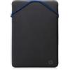 HP Custodia Protettiva Reversibile per Laptop Portatili fino a 15,6 Pollici, Profilo Sottile e Senza Cerniera, Tessuto in Neoprene Disinfettabile e Lavabile in Lavatrice, Colore Nero/Blu