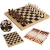 Generico Scacchi Dama Backgammon Scacchiera in Legno Pieghevole Set 3 in 1 cm 29x29 con Pezzi Pedine Dadi in Legno Chess Checkers Backgammon Board Gioco da Tavolo Portatile Set Scacchi Dama Backgammon