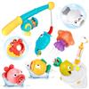 VBACALA Giochi Bagnetto Neonato 13 Pezzi da 1 2 3 Anni-Giocattolo da Bagno con Canne da Pesca,Pistole d'acqua,Pesca Rete,Magnete Pesce,Giochi Acqua Bambini,Gioco di Pesca Giocattolo