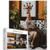 Generic Giraffa sul bagno - Puzzle da 1000 pezzi per adulti con arte nordica - giochi di attività per la famiglia carino e divertente per il bagno - Decorazione per la casa colorata