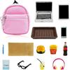 YAEGIMHT 14 accessori per la casa delle bambole, 1:12, accessori in miniatura, borsa per la scuola, penna, cestino da pranzo, tovaglia, cuffie, occhiali, patatine fritte, bevande, cola, modello, laptop e