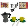 Generico Set Caffettiera Giocattolo Moka Giocattolo Caffè con Tazzine Piattini Cucchiaini Cucina Moka Gioco Moka Giocattolo per Bambini in Colori Assortiti MADE IN ITALY (a)