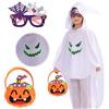 TECHEEL Costume da fantasma per bambini, costume di Halloween, per bambini, fantasma, luminoso, colore bianco, per ragazzi, ragazze, Halloween, carnevale, cosplay, feste a tema
