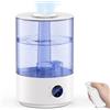 Ykgutilu Umidificatore Ambiente,Umidificatore Ambiente Bambini,Funzionamento da 7,8 l/44 ore,3 Modalità di Spruzzo,20dB Muto,Tempismo Intelligente,Funzione di Riempimento dell'acqua dall'alto e Aromaterapia