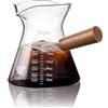Joeyan 180ml/6ozTazza di Misura in Vetro Borosilicato con Doppi Beccucci | Bicchiere per Caffè Espresso e Schiumatura Latte - Design con Manico in Legno e Doppia Scala (ml/oz),Accessorio da Bar