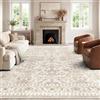 HOMFINE Beige Tappeto Salotto Vintage 120x170 cm - Lavabile in Lavatrice Antiscivolo Pelo Corto Morbido Grande per Camera da Letto Soggiorno Sala da Pranzo