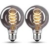 BNITITU Lampadina LED Edison Vintage, Lampadina Dimmerabile E27 4W LED Bianco Caldo, Lampada VintageDimmerabile E27 Ideale per Nostalgia e Illuminazione Retrò - Grigio Fumo - 2 Pezzi (G80 YHS)
