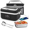 serebrant Scaldavivande Elettrico Portatile, Scaldavivande a Batteria Ricaricabile 1L Lunch Box Elettrico, Scalda Vivande per Adulti in Acciaio Inossidabile, Scaldavivande USB con Stoviglie e Borsa Termica
