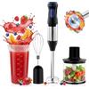 Focenat Frullatore a Immersione 4-in-1, 1000W Immersione Mixer in Acciaio Inox, 5 Velocità Regolabili, con Frusta, Tritatutto da 500 ml e Misurino da 700 ml per Frullati Zuppe Salse Alimenti Bambini